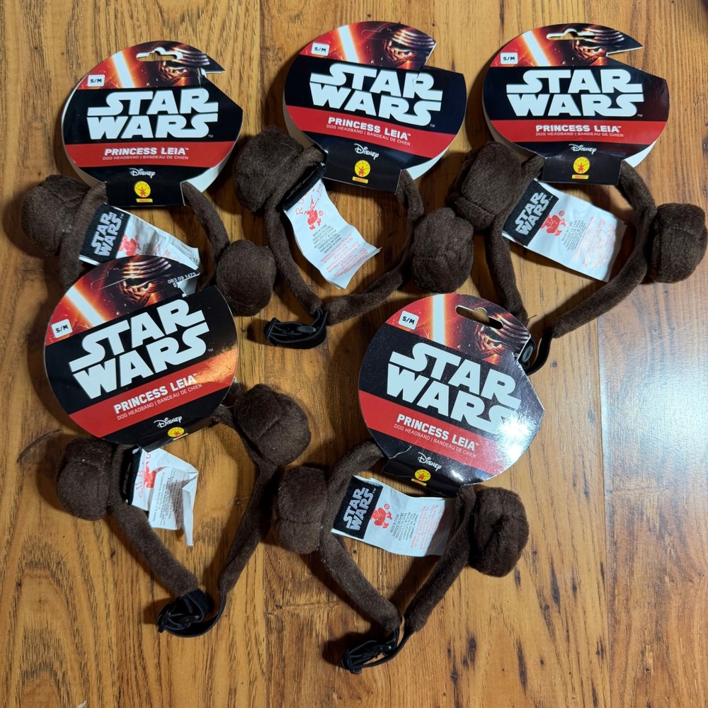Star Wars Princess Leia Dog Headband Brown Bun Pet Costume S/M Rubies 5pk